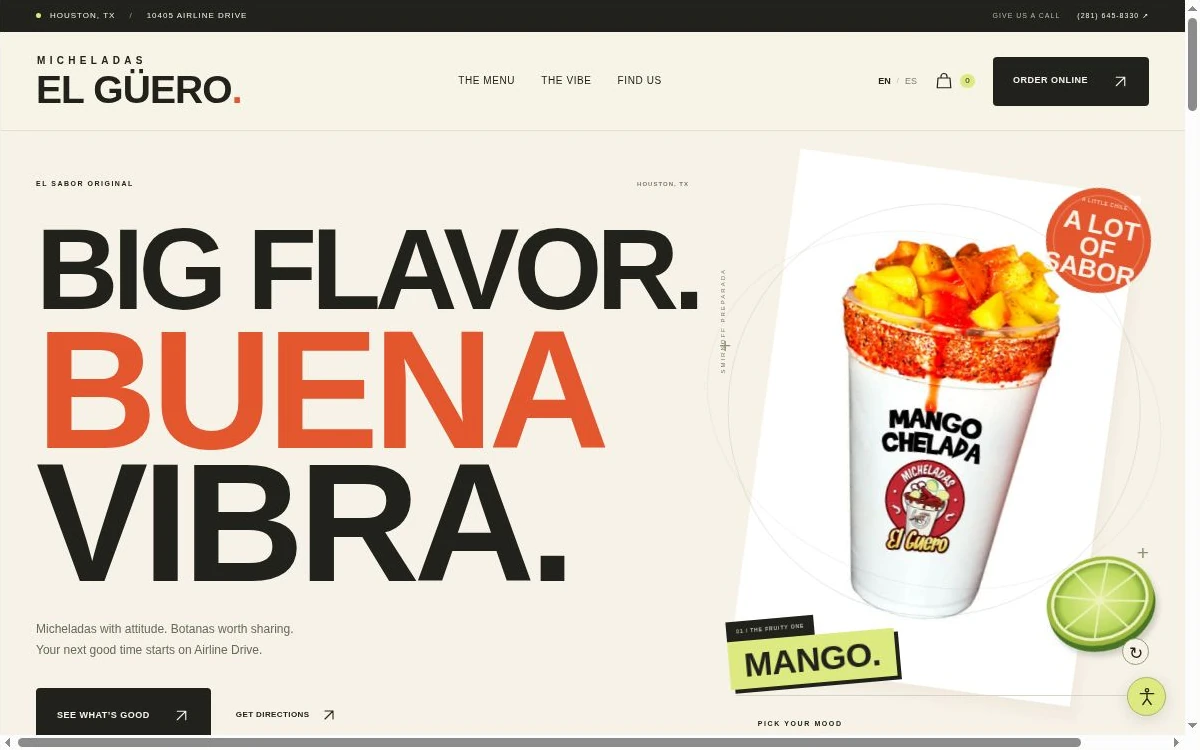 Actual screenshot of MORPH’s Micheladas El Güero concept